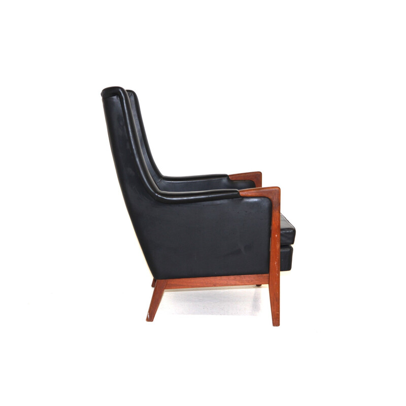 Fauteuil vintage en cuir par Karl Erik Ekselius, Suède 1960