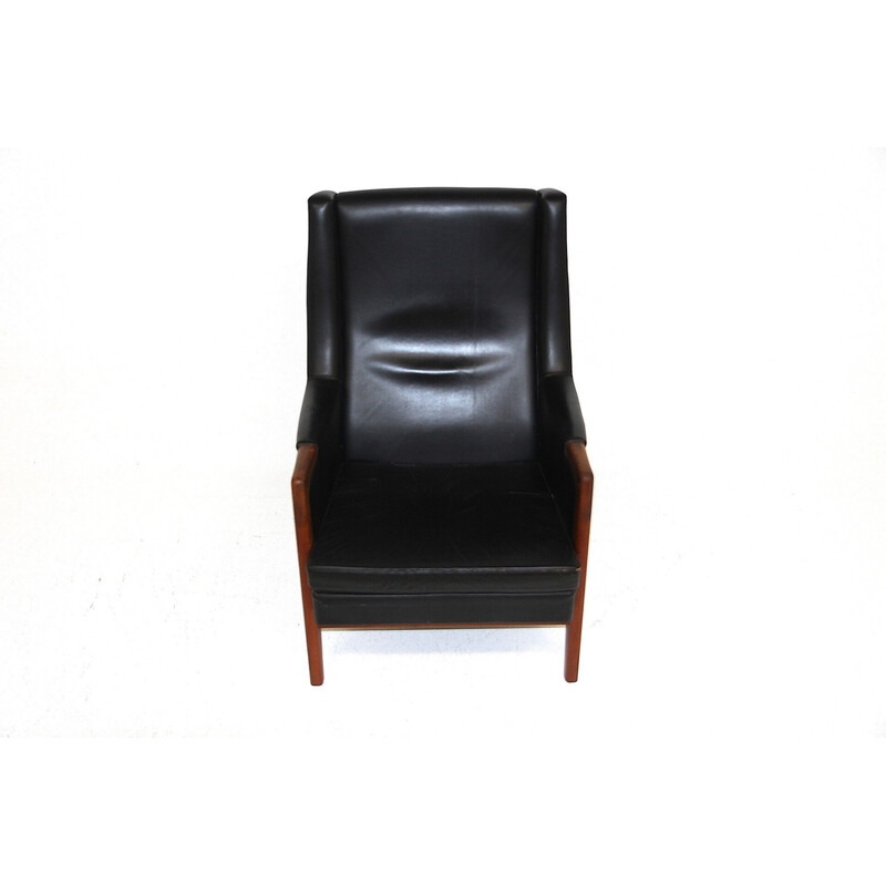 Vintage leather armchair by Karl Erik Ekselius, Sweden 1960