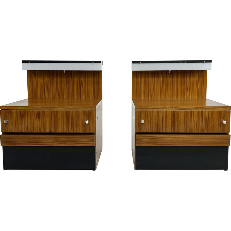Paar vintage houten nachtkastjes, 1950-1960