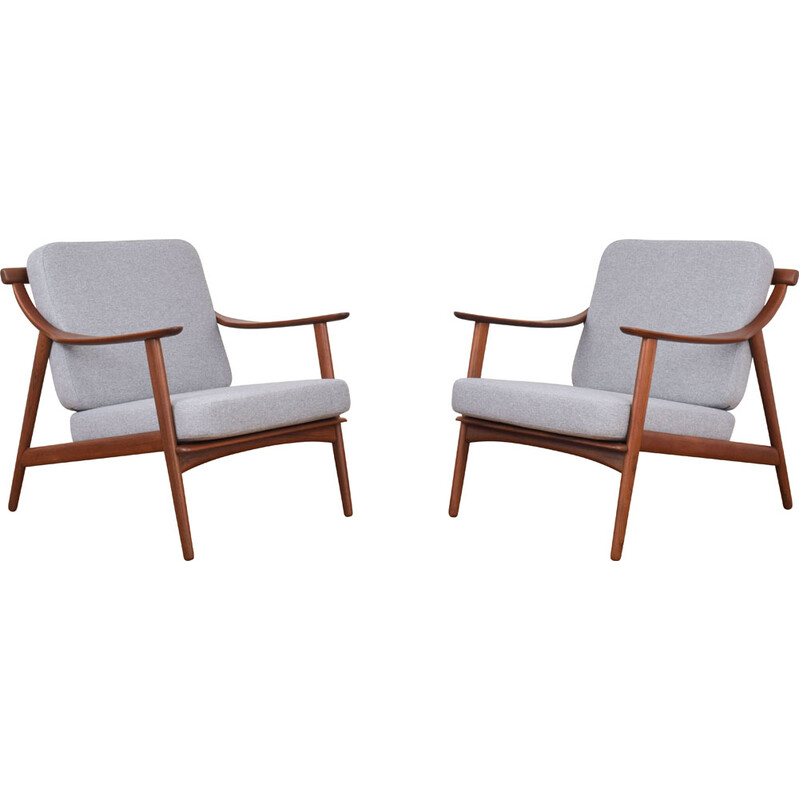 Paar Deense teakhouten fauteuils uit het midden van de vorige eeuw, Arne Hovmand-Olsen voor Mogens Kold, 1960