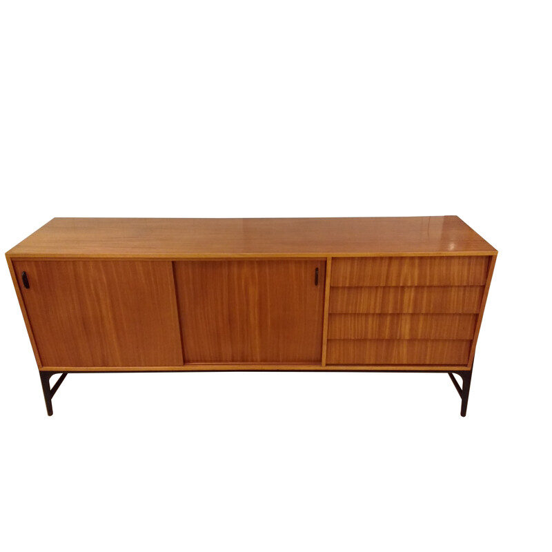 Striped wood sideboard with external legs - 1950s