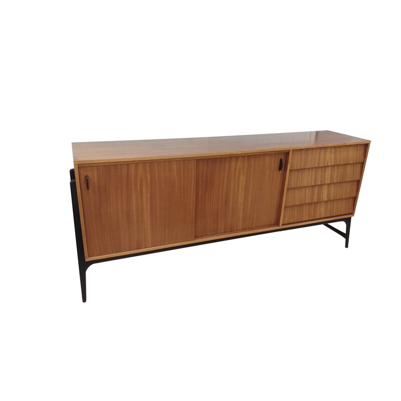 Striped wood sideboard with external legs - 1950s