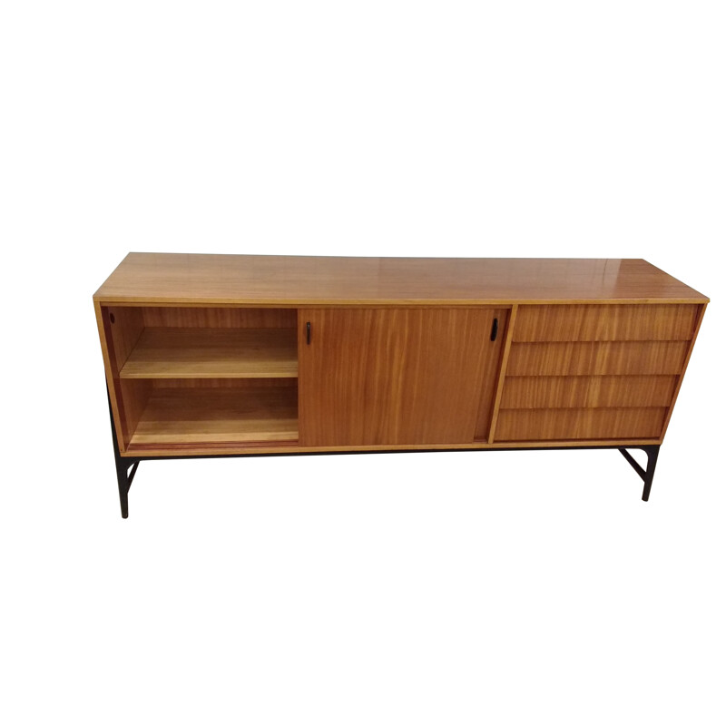 Striped wood sideboard with external legs - 1950s