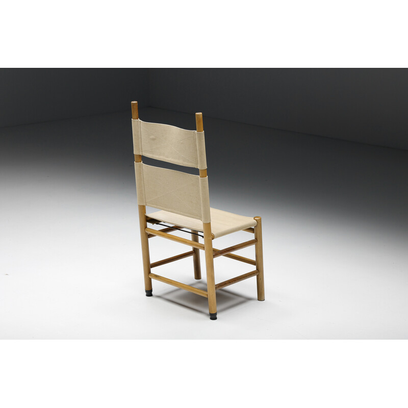 Vintage wood and fabric dining chair by Afra and Tobia Scarpa, 1970s