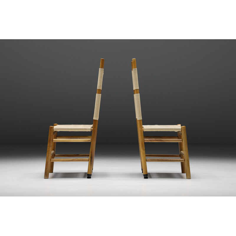 Vintage wood and fabric dining chair by Afra and Tobia Scarpa, 1970s