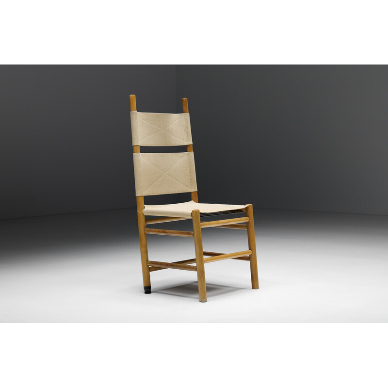 Vintage wood and fabric dining chair by Afra and Tobia Scarpa, 1970s