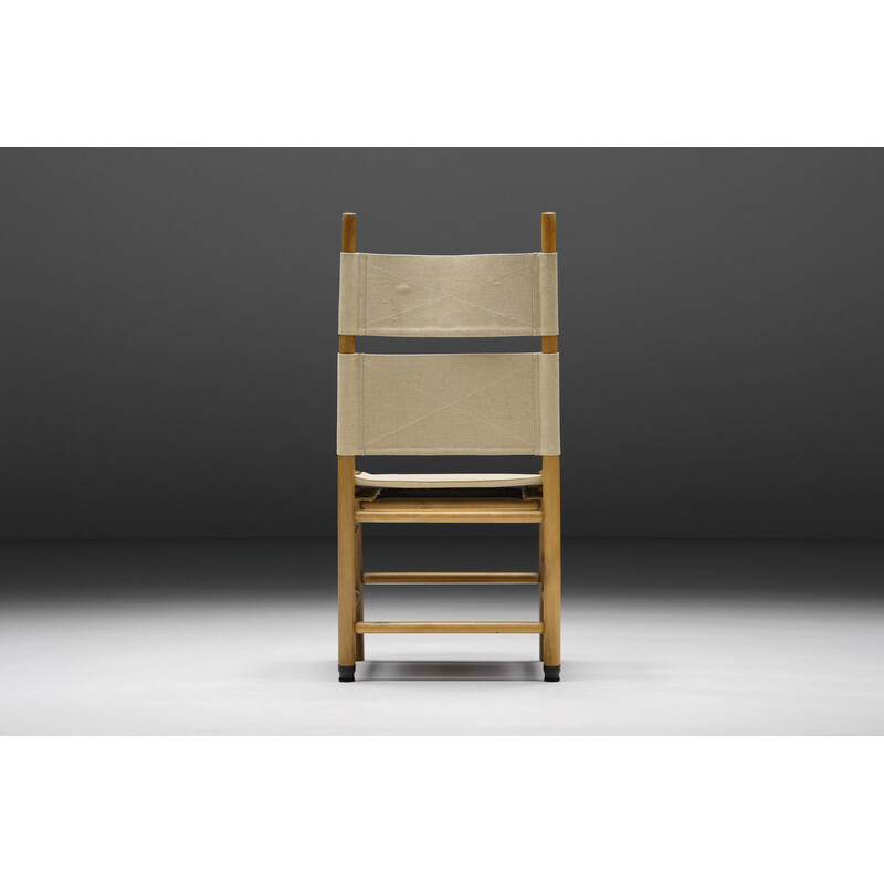 Vintage wood and fabric dining chair by Afra and Tobia Scarpa, 1970s