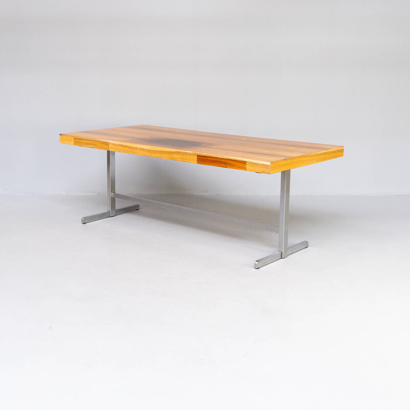 Vintage executive wenge veneer writing desk "Bus", 1970s