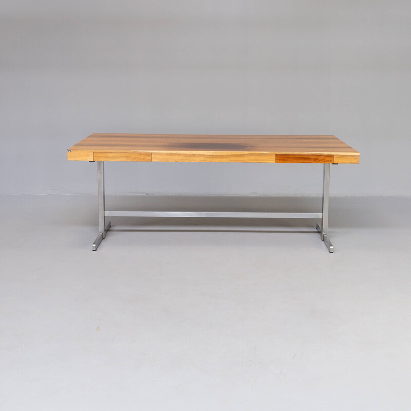 Vintage executive wenge veneer writing desk "Bus", 1970s