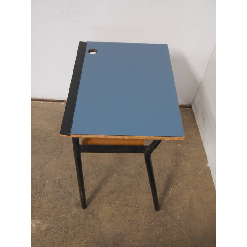 Vintage school desk in fir wood and metal legs by Palini Brescia, Italy