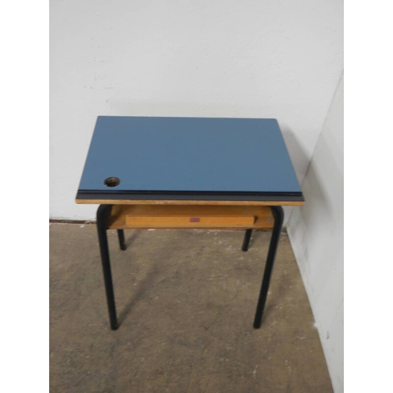 Vintage school desk in fir wood and metal legs by Palini Brescia, Italy