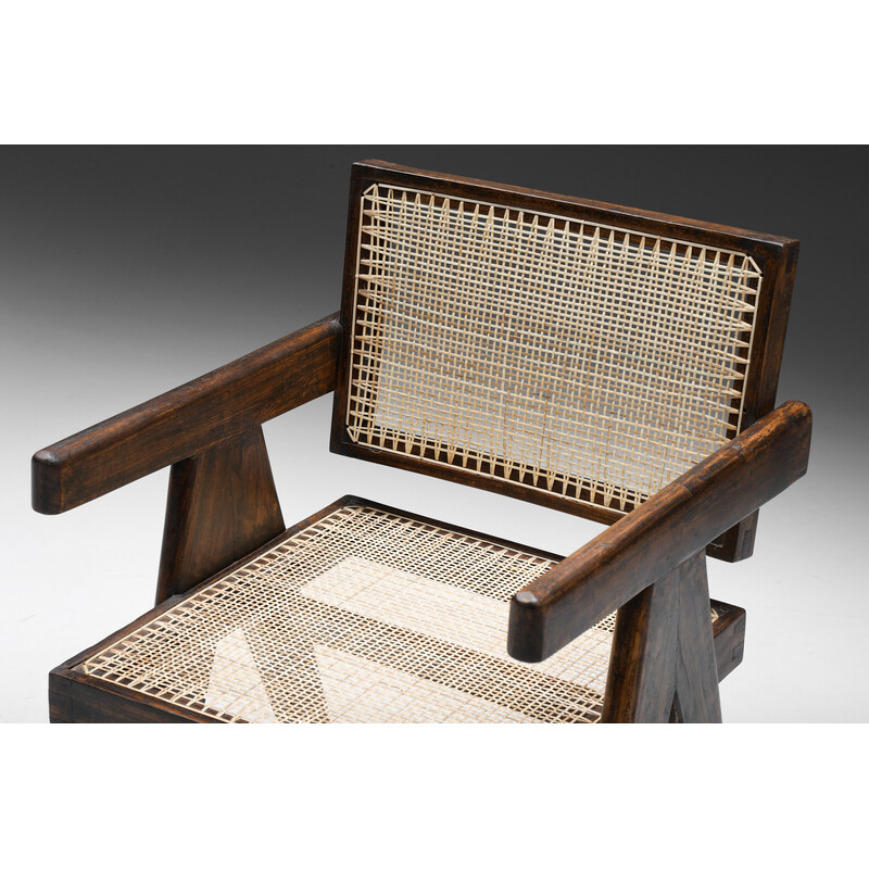Büro-Sessel aus Schilfrohr von Pierre Jeanneret, 1955