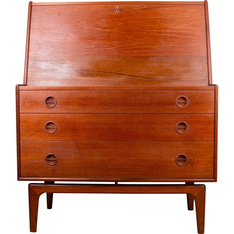 Vintage Deens teakhouten bureau van Arne Hovmand-Olsen voor Mogens Kold, 1960