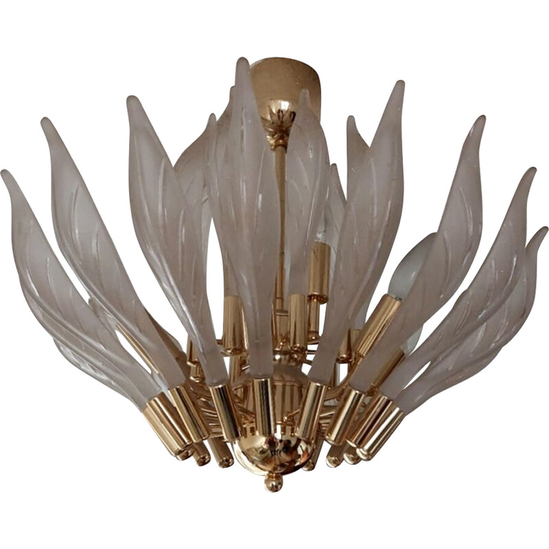 Vintage Murano glass ceiling lamp by Franco Luce, 1980s