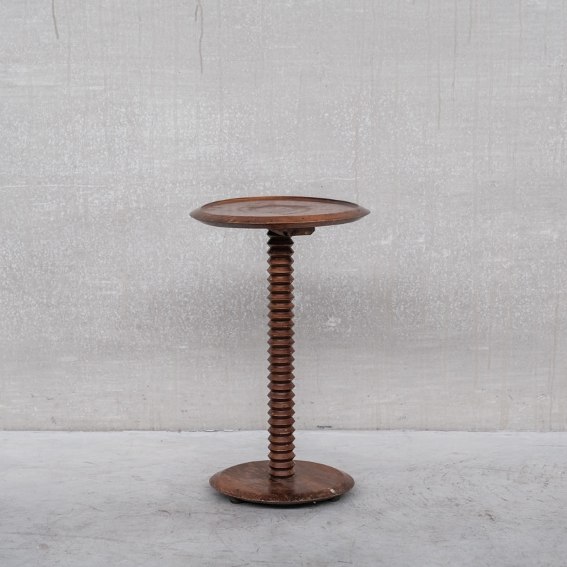 Vintage turned wood side table, 1950