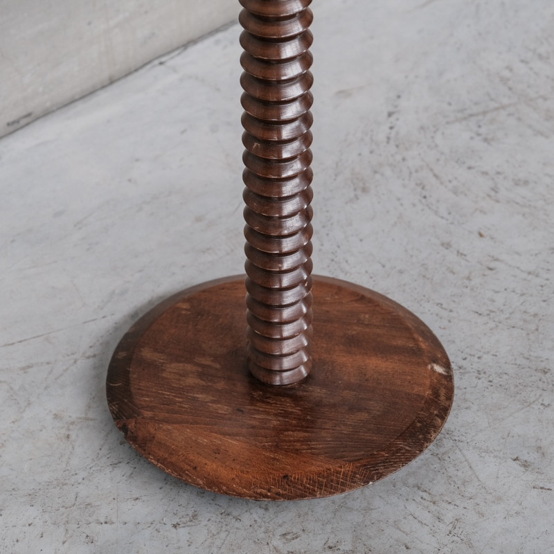 Vintage turned wood side table, 1950