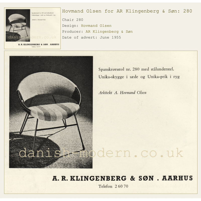 Poltrona Vintage por Hovmand Olsen para Ar Klingenberg e Son, Dinamarca