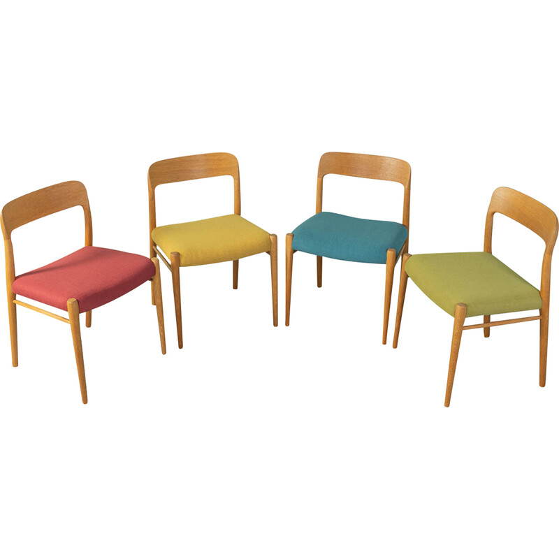 Set of 4 vintage model 75 dining chairs by Niels O. Møller, 1950s