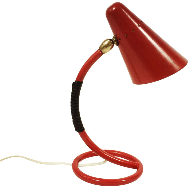 Rote Nachttischlampe Vintage - 1960