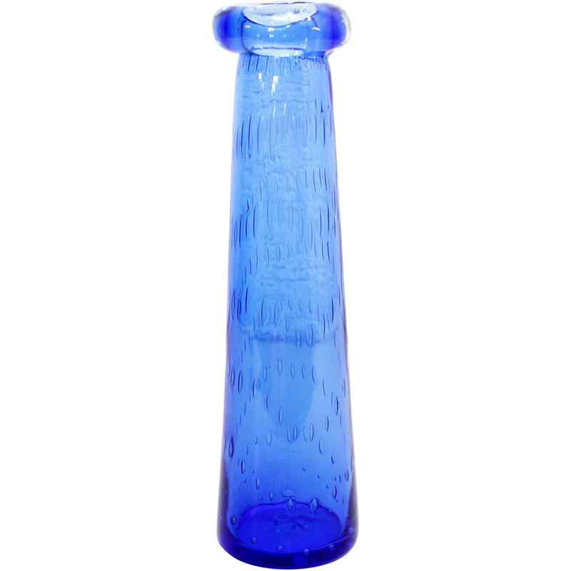Vintage blauwe glazen vaas, 1970