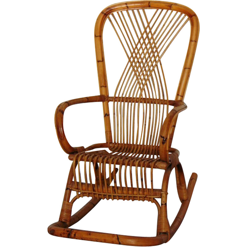 Vintage bamboe schommelstoel