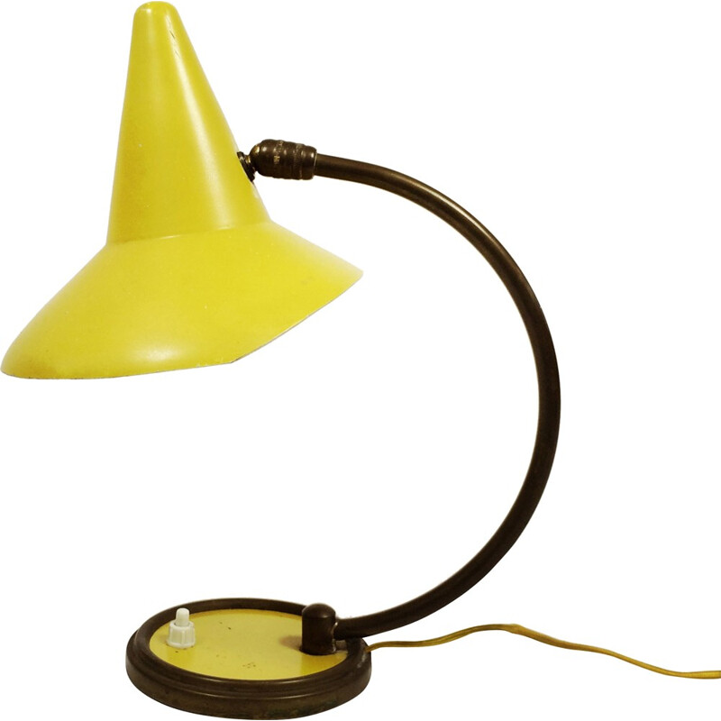 Articulated yellow bedside lamp - 1950s