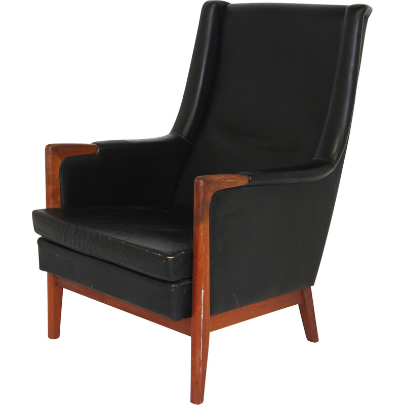 Vintage leather armchair by Karl Erik Ekselius, Sweden 1960