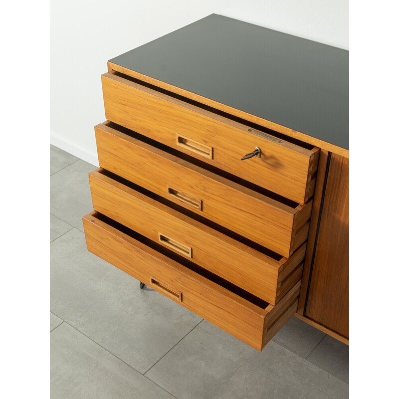 Vintage walnut sideboard with two doors and four drawers, Germany 1960s