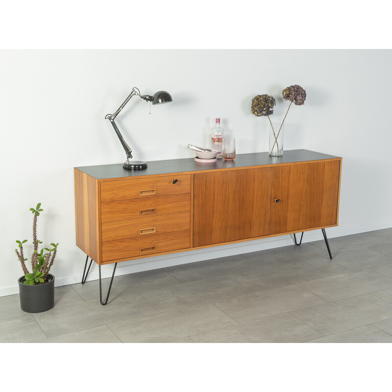 Vintage walnut sideboard with two doors and four drawers, Germany 1960s