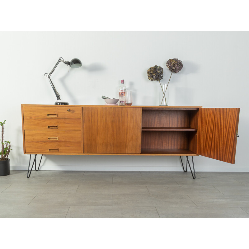 Vintage walnut sideboard with two doors and four drawers, Germany 1960s