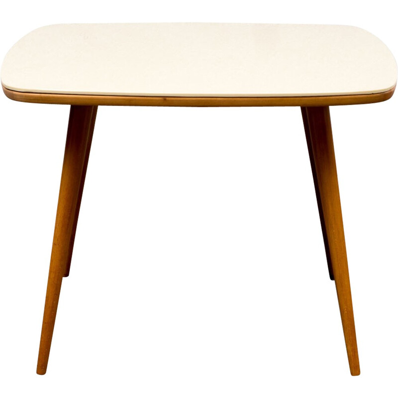 Table basse avec dessus en verre blanc crème - 1960