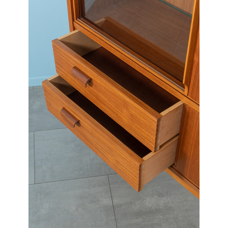 Vintage teak display cabinet with two sliding doors, 1960s