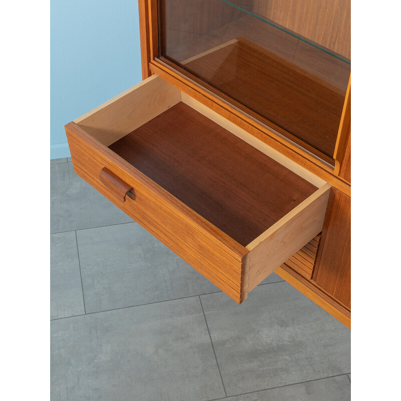 Vintage teak display cabinet with two sliding doors, 1960s