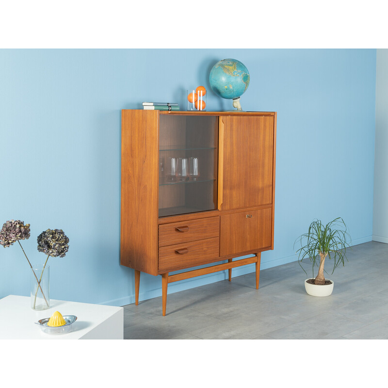 Vintage teak display cabinet with two sliding doors, 1960s