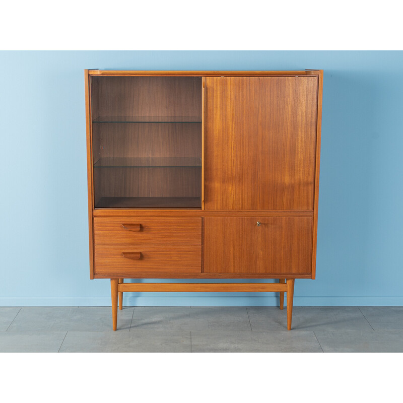 Vintage teak display cabinet with two sliding doors, 1960s