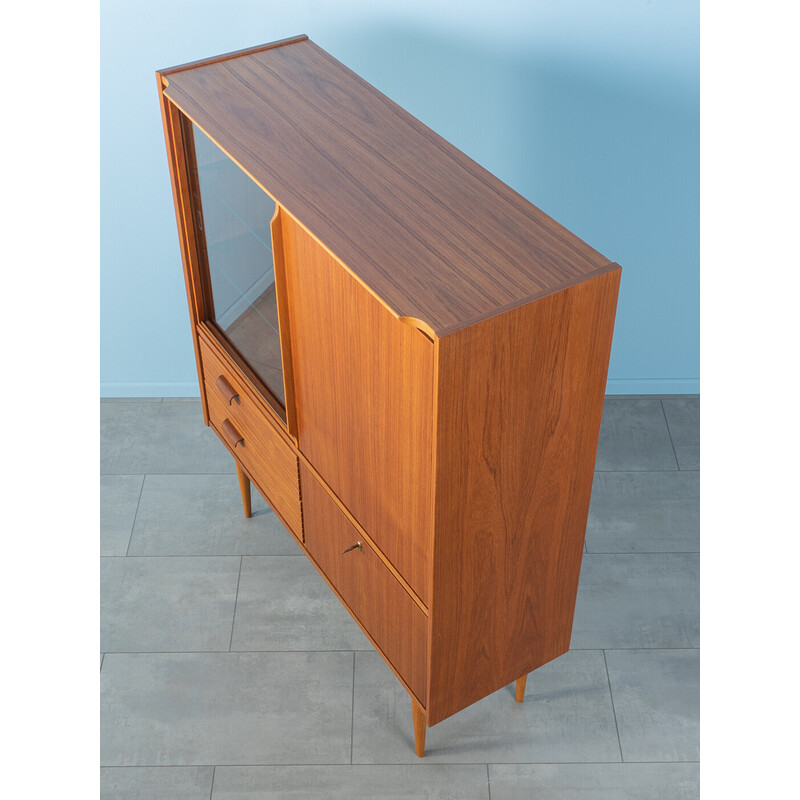 Vintage teak display cabinet with two sliding doors, 1960s