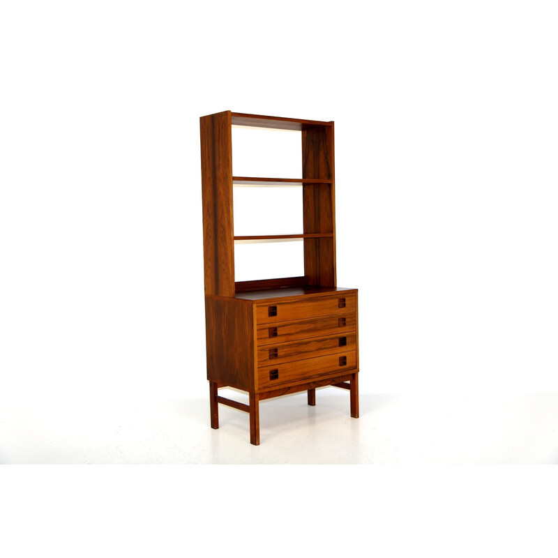 Vintage rosewood chest of drawers with bookcase, Denmark 1960