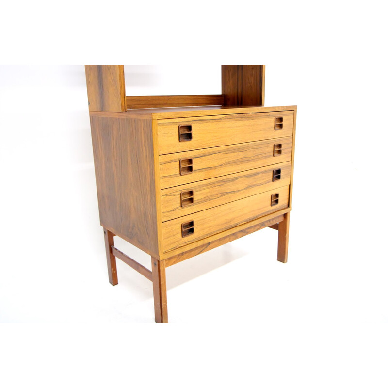 Vintage rosewood chest of drawers with bookcase, Denmark 1960