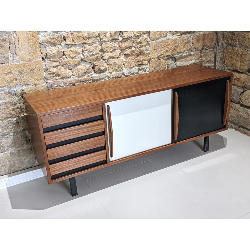 Vintage Cansado mahogany highboard with drawers by Charlotte Perriand for Steph Simon, 1960