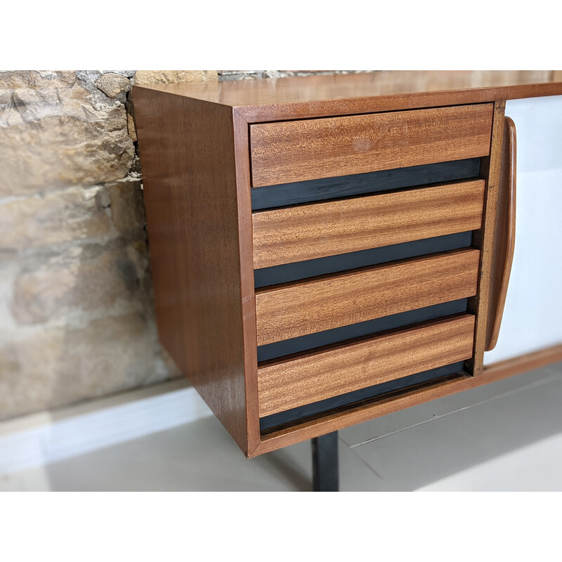 Vintage Cansado mahogany highboard with drawers by Charlotte Perriand for Steph Simon, 1960