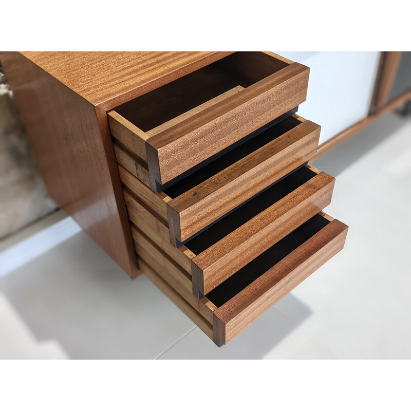 Vintage Cansado mahogany highboard with drawers by Charlotte Perriand for Steph Simon, 1960