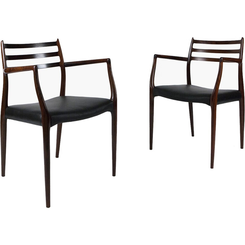 Pair of "Model 62" rosewood chairs, Niels MOLLER - 1960s