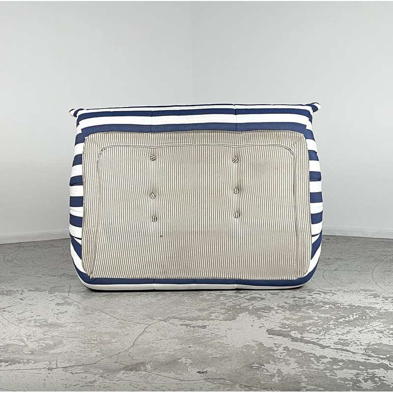 2-seater vintage sofa "Togo" in striped fabric by Michel Ducaroy, 1973s