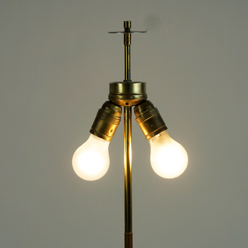 Austrian mid century brass floor lamp with green shade