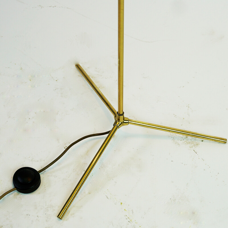 Austrian mid century brass floor lamp with green shade