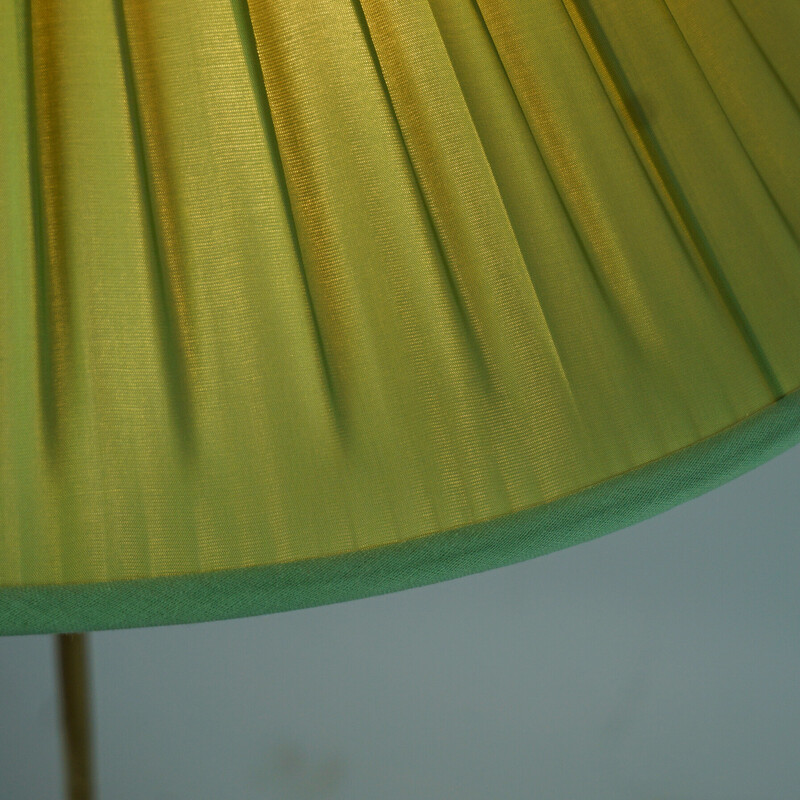 Austrian mid century brass floor lamp with green shade
