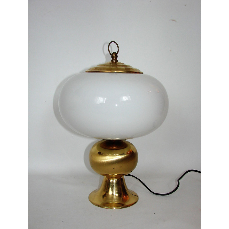 Vintage Art Deco Lampe aus Messing und Glas, 1960