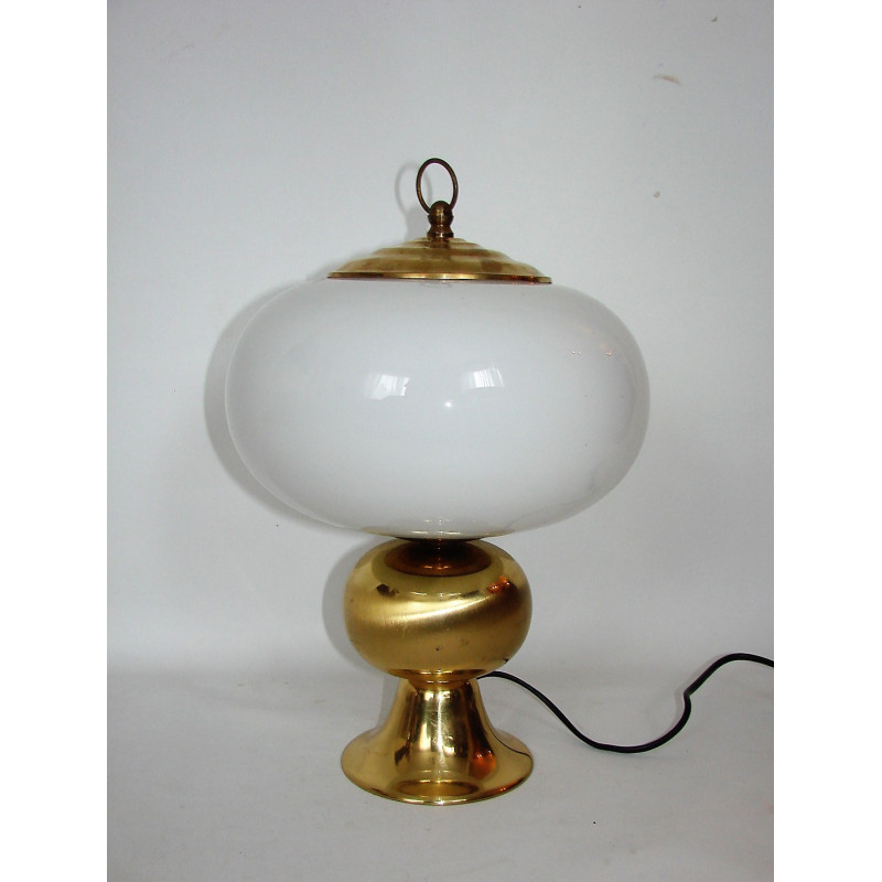 Vintage Art deco brass and glass lamp, 1960s