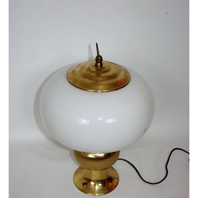 Vintage Art Deco lamp van messing en glas, 1960