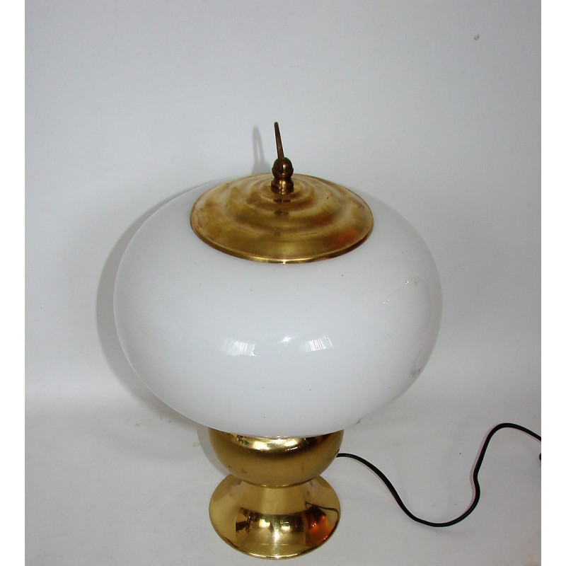 Lampe Art déco vintage en laiton et verre, 1960